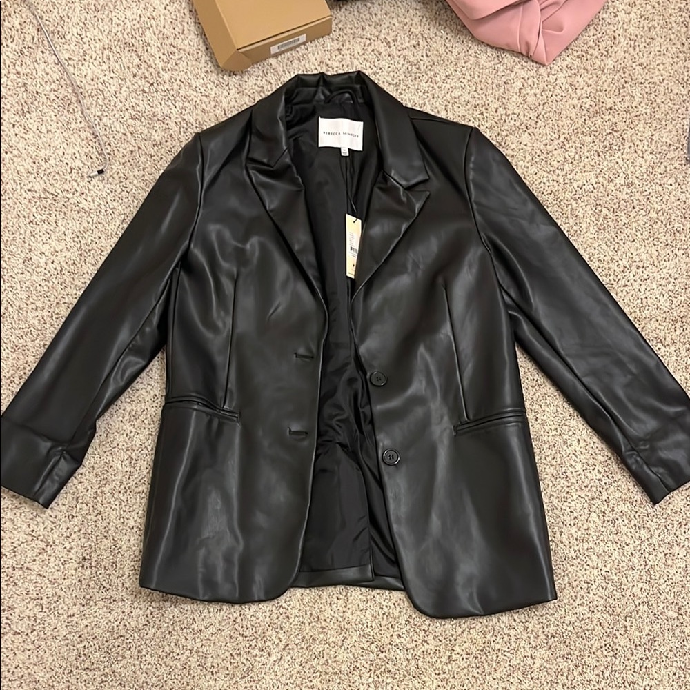 Rebecca Minkoff Black Lambskin Leather Blazer
